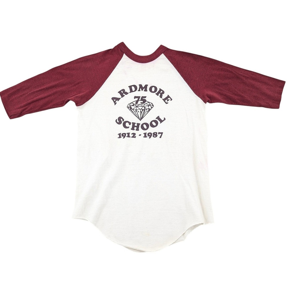 Vintage Ardmore School 75th Anniversary Raglan T Shirt 1912-1987 Burgundy USA